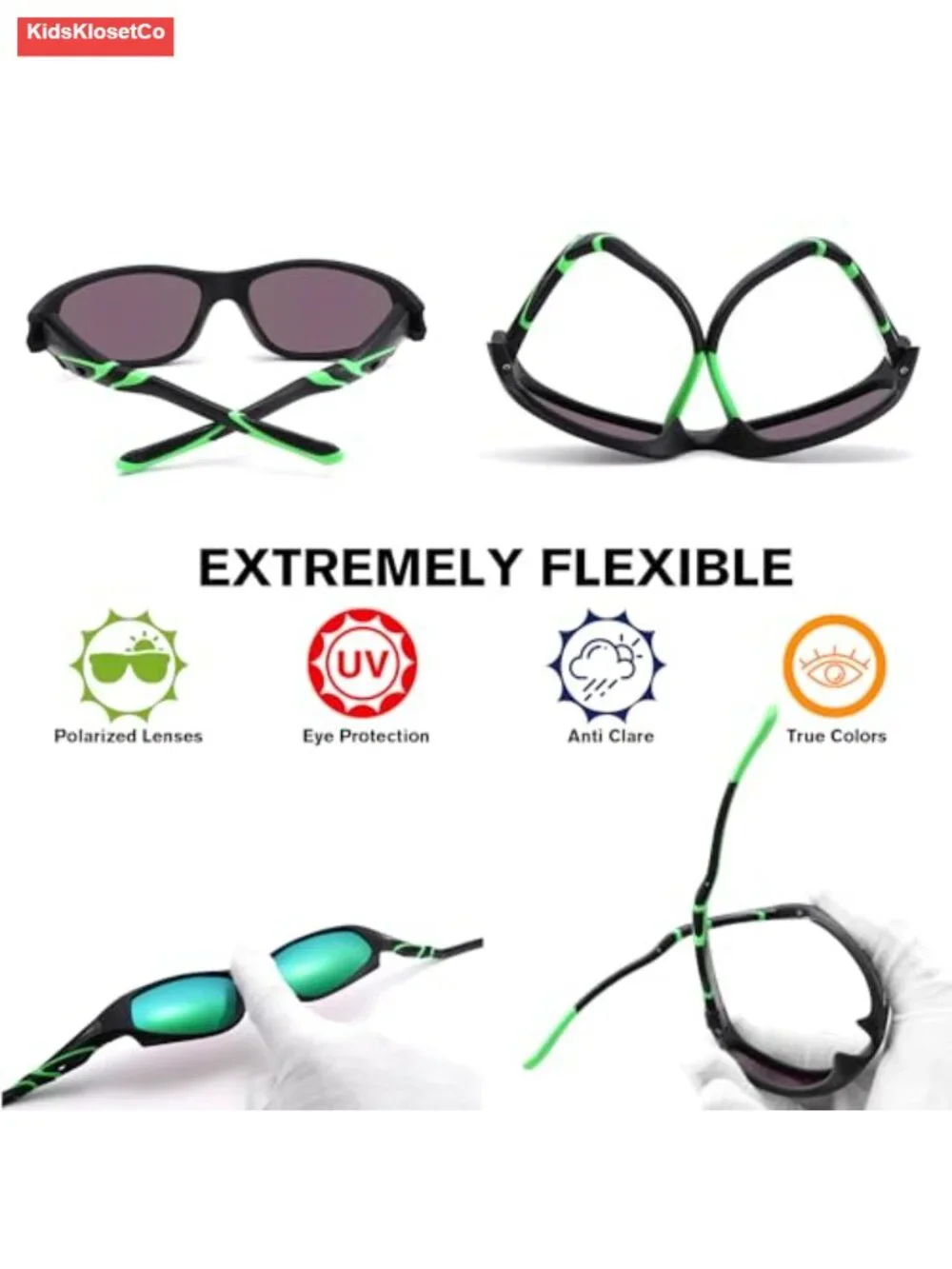 Polarized Sports Sunglasses for Kids Unbreakable Baseball Shades Ages 4-10